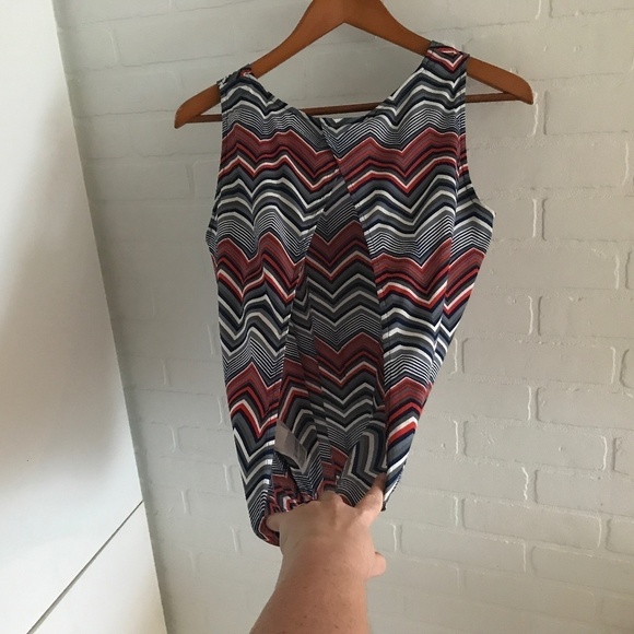 Banana Republic Tank top Herringbone Open back Navy/Red/Gray/White Size S - Picture 8 of 9